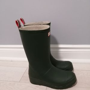 Sz 8 Hunter Lined Platform Fleece lined Rubber Wellington Boots